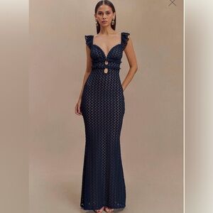 Meshki Ezra Lace Maxi Dress in Navy